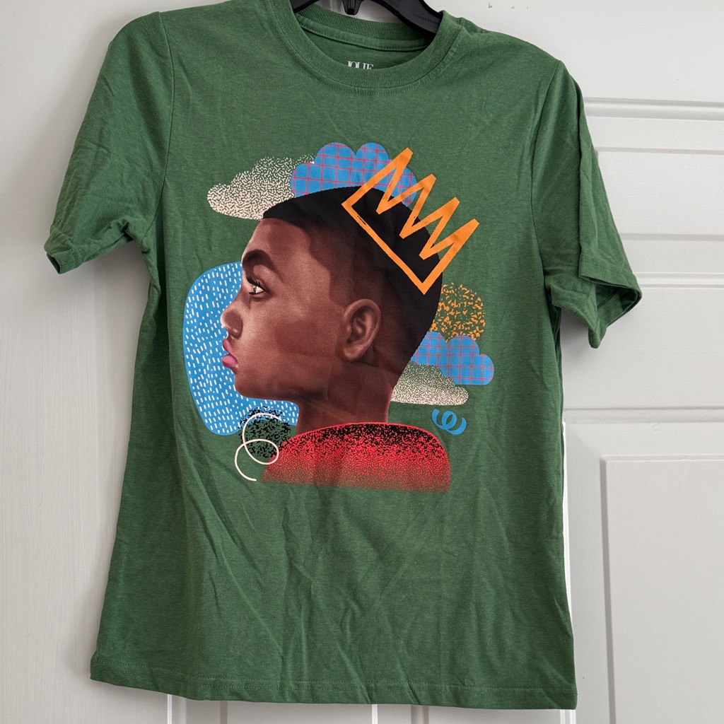 Jolie Noire Green Graphic Tee With Crown Portrait  Unbranded